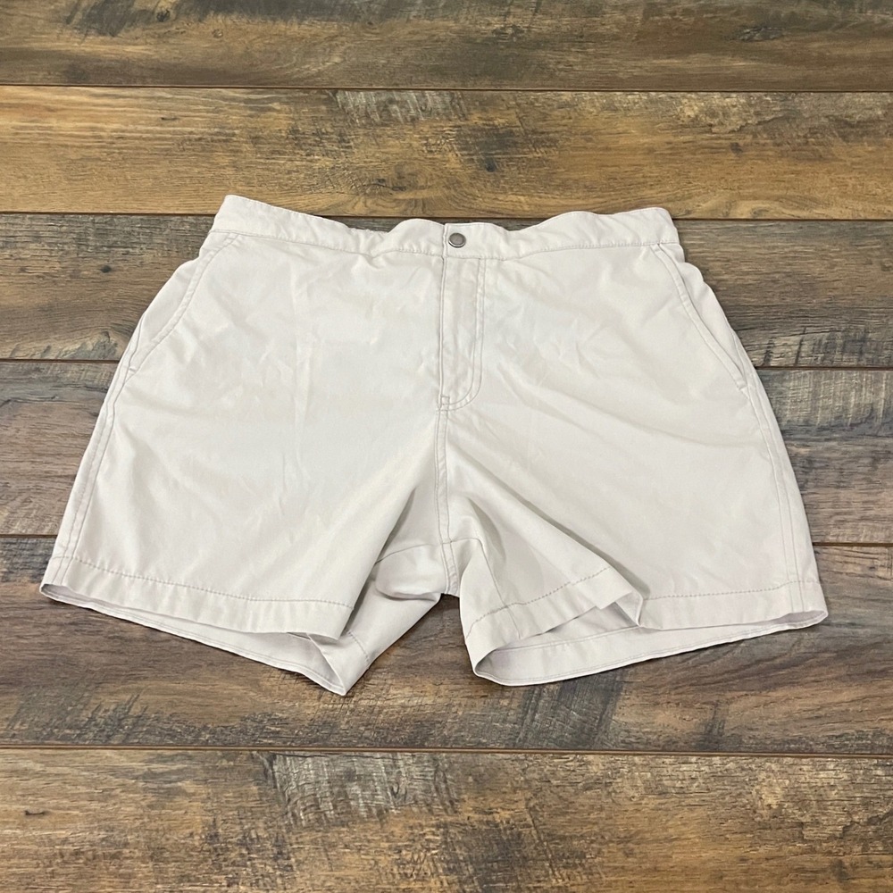 Abercrombie & Fitch Mens L Stretch Shorts Beige 5 Inch Inseam Golf Active